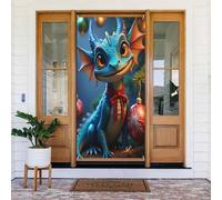 Decorazioni per porte - Stampa natalizia blu drago n. 66 banner per porta autunno inverno per davanti, copertura per cartello primaverile estivo da appendere per esterni e interni, decorazione da