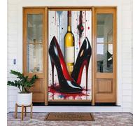 Decorazioni per porte - Stampa nera a stiletto n. 3 striscioni per porte autunnali e invernali, per la primavera e l'estate, sfondo da appendere per esterni e interni, decorazione da parete, 1,8 x 0,9