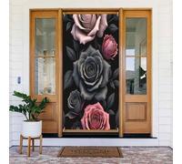 Decorazioni per porte - Stampa nera rosa n. 188 striscioni per porte autunnali e invernali, per la primavera, l'estate, da appendere, sfondo per esterni e interni, decorazione da parete, 1,8 x 0,9 m