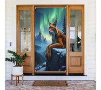 Decorazioni per porte - Stampa pantera con aurora boreale n. 44 striscioni per porte anteriori autunnali e invernali, copertura per cartelli primaverili ed estivi, da appendere, per esterni e interni
