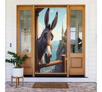 Decorazioni per porte - Stampa realistica classica con asino n. 5 striscioni per porte autunnali e invernali, per la primavera e l'estate, sfondo da appendere per esterni e interni, decorazione da