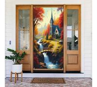 Decorazioni per porte - Stampa realistica della chiesa n. 10 striscioni per porte autunnali e invernali, per la primavera e l'estate, sfondo da appendere per esterni, interni, decorazione da parete
