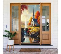 Decorazioni per porte - Stampa realistica della chiesa n. 11 striscioni per porte autunnali e invernali, per la primavera e l'estate, sfondo da appendere per esterni e interni, decorazione da parete