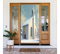 Decorazioni per porte - Stampa realistica della chiesa n. 24 striscioni per porte primaverili ed estive, per la parte anteriore, per autunno e inverno, sfondo da appendere per esterni, interni