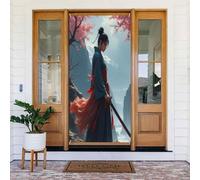 Decorazioni per porte - Stampa realistica samurai n. 9 per autunno inverno banner per porta anteriore, copertura per cartello primaverile estivo da appendere per esterni e interni, decorazione da