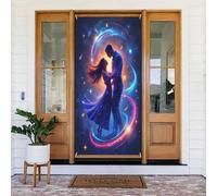 Decorazioni per porte - Stampa romantica con coppia di cartoni animati n. 7 striscioni per porta primaverile estate per davanti, cartello autunnale invernale da appendere per esterni e interni