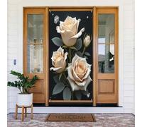 Decorazioni per porte - Stampa rosa bianca n. 226 striscioni per porte autunnali e invernali, per la primavera e l'estate, sfondo da appendere per esterni e interni, decorazione da parete, 1,8 x 0,9 m