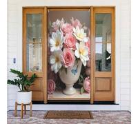 Decorazioni per porte - Stampa rosa rosa bianca n. 697 Primavera Estate Striscione per porta anteriore, Autunno Inverno Segnale Copertura Banner Appeso Sfondo per esterni Interni Eve Decor Forniture