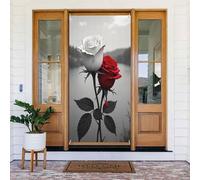 Decorazioni per porte - stampa rosa rossa bianca n. 363 banner per porta autunno inverno per davanti, copertura per cartello primaverile estivo da appendere sfondo per esterni e interni, decorazione