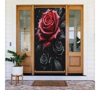 Decorazioni per porte - stampa rosa rossa nera n. 260 banner per porta autunno inverno per davanti, copertura per cartello primaverile estivo da appendere sfondo per esterni e interni ed esterni