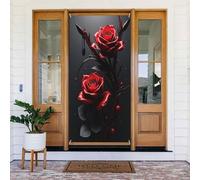 Decorazioni per porte - stampa rosa rossa nera n. 262 striscioni per porta primaverile estate per davanti, cartello autunnale invernale, sfondo da appendere per esterni e interni, decorazione da