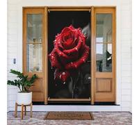 Decorazioni per porte - stampa rosa rossa nera n. 535 banner per porta autunno inverno per davanti, copertura per cartello primaverile estivo da appendere sfondo per esterni e interni ed esterni