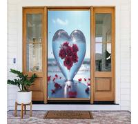 Decorazioni per porte - Stampa rossa con cuore rosa n. 42 striscioni per porte autunnali e invernali, per la primavera e l'estate, sfondo da appendere per esterni e interni, decorazione da parete, 1,8