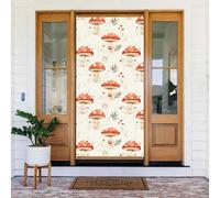 Decorazioni per porte - Stampa rossa fungo brillante per autunno inverno banner per porta anteriore, copertura per cartello primaverile estivo da appendere sfondo per esterni e interni, decorazione da