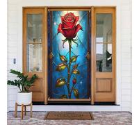 Decorazioni per porte - stampa rosso rosa n. 758 striscioni per porta autunno inverno per davanti, copertura per cartelli primaverili ed estivi, sfondo da appendere per esterni e interni, decorazione