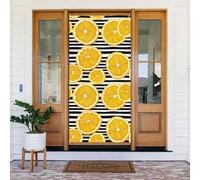 Decorazioni per porte - striscioni per porte anteriori con stampa a righe bianche e nere con limoni, per autunno e inverno, per primavera ed estate, sfondo da appendere per esterni, interni