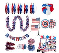 Decorazioni per raggi di bicicletta tricolori - Kit Banner e palloncini bianco blu | Kit decorazione bici - Per le celebrazioni del 4 luglio, Independence Day e il Memorial Day
