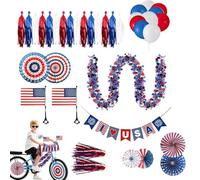 Decorazioni Per Raggi Ruota Bicicletta | Kit Bandierine E Palloncini Bianchi Blu | Kit Decorazioni Carrello,Per Raduni Del 4 Luglio, Eventi Del Giorno 'Indipendenza E Party Per Il Memorial Day
