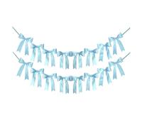 Decorazioni per San Valentino, 2 corde da 16 ghirlande con fiocco rosa blu, decorazioni per striscioni, pre-infilate, in nastro di raso, ornamenti per compleanno, addio al nubilato, matrimonio