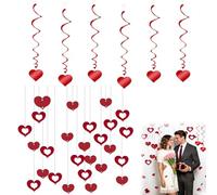 Decorazioni per San Valentino da appendere a forma di cuore rosso, 60 pezzi, decorazione romantica per feste con 6 vortici a spirale per proposta, matrimonio, anniversario o appuntamento notturno