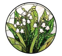 Decorazioni per San Valentino, finestra in vetro colorato da appendere alla valle, acchiappasole con fiori, pannello in vetro colorato verde acchiappasole De Cor, per compleanno, per donne, uomini
