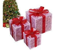 Decorazioni per scatole di Natale, decorazioni natalizie illuminate a LED, per interni ed esterni, con telecomando, per camera da letto, soggiorno, portico, prato, cortile, sotto l'albero