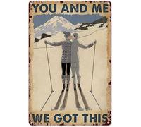 Decorazioni per sci di cabina coppia You And Me We Got This vintage, arte da parete in metallo rustico 30,5 x 40,6 cm