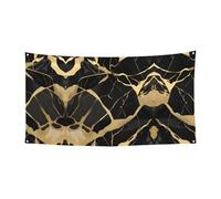 Decorazioni per striscioni di Halloween con stampa in oro con texture in marmo nero, cartello da appendere per interni ed esterni, forniture per feste con occhielli in metallo