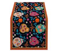 Decorazioni Per Tavolo Del Giorno Dei Morti - Corridore Tessuto Teschio Zucchero Floreale Di Halloween | Decorazione Festa Messicana Ofrenda, Decorazioni E Forniture Per Sala Da Pranzo, Soggiorno,