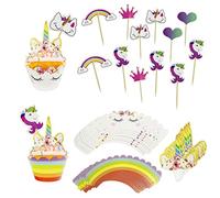Decorazioni per tazze per torte con animali da 24 pezzi con inserti arcobaleno per torte con animali da 12 pezzi, decorazioni per cupcake, decorazioni per muffin per feste di compleanno, matrimoni