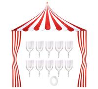 Decorazioni per tende da circo, decorazione per feste di carnevale a righe rosse e bianche con 10 ganci, decorazione per tende da circo, per feste a tema, Halloween