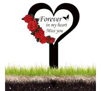 Decorazioni per tombe - Lapide in acrilico 2D con cuore e croce | Posto commemorativo per il giardino del cimitero | Decorazione tombale resistente alle intemperie per esterno e giardino