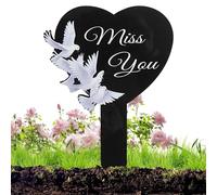 Decorazioni per tombe - Lapide in acrilico 2D con cuore e croce | Posto commemorativo per il giardino del cimitero | Decorazione tombale resistente alle intemperie per esterno e giardino