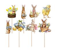 Decorazioni Per Toppers Per Cupcake Pasquali - 8 Pezzi Di Toppers Per Torta Glitterati Happy Eàster, Toper Per Torrta A Forma Di Coniglietto | Toper Per Cupcake Coniglio Topper Per Torta A Forma Di C