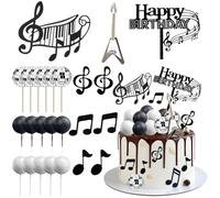 Decorazioni Per Torta Musicale, Simboli Musicali Note Cake Toppers, Decorazioni Torta Compleanno da Chitarre, Note Musicali Cupcake Toppers, Musica a Tema Festa di Cake Topper (Colore B)