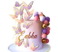decorazioni per torte a farfalla con palline d'oro rosa viola cake toppers per baby shower matrimonio compleanno festa nuziale decor