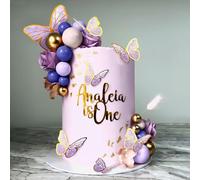 decorazioni per torte a farfalla viola con palline d'oro rosa viola cake toppers per baby shower matrimonio compleanno festa nuziale decor
