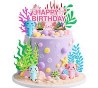 decorazioni per torte a tema oceano con sagome di axolotl accessori per feste di compleanno e baby shower fondali marini addobbi dolci festosi