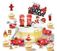 Decorazioni per Torte a Tema Pompieri, Camion Pompieri Deco di Compleanno