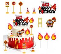 Decorazioni per Torte a Tema Pompieri, Camion Pompieri Deco di Compleanno
