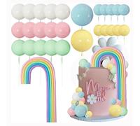 Decorazioni per Torte Arcobaleno,28 Pezzi Arcobaleno per Torta,Cake Topper Arcobaleno per Decorazioni Fai da Te per Cupcake, Matrimoni,Baby Shower,Feste di Compleanno