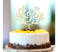 Decorazioni per torte con due iniziali R & S per matrimonio, fidanzamento, lettere, monogramma, nome, legno, eucalipto, foglie, ghirlanda, divertente, matrimonio, addio al nubilato, decorazioni per