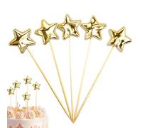 Decorazioni per torte con stelle glitterate, 5 stecchini per cupcake a forma di stella, per uso alimentare, decorazioni per torte di compleanno per bambini