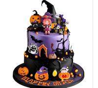 decorazioni per torte di halloween con streghetta fantasma ragno e zucche per feste di compleanno e babyshower a tema streghette