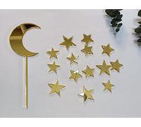 Decorazioni per torte in acrilico con stella lunare, Welcome To The World Twink Star Cake Toppers (specchio oro 1)