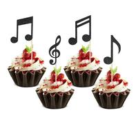 Decorazioni per torte musicali, 36 pezzi per cupcake con note musicali, note musicali, decorazioni musicali, decorazioni per feste di musica, decorazioni per torte, decorazioni con glitter nero,