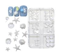 Decorazioni per unghie in resina bianca con lunga durata Stelle marine Shell Modelli Unghie Charms Per Miglioramento Creativo Conchiglie Lucide Chiodi Charms