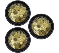 Decorazioni per Unghie Ingranaggi Metallo Oro, 3 Scatole | Stile Steampunk e Punk, Effetto Vintage Retro, per Gel e Vassoi Pendenti