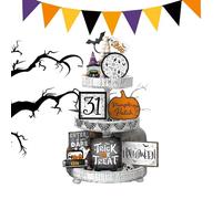 Decorazioni per vassoi a più livelli di Halloween - Cartelli in legno spettrali di fantasmi di , accenti di arte horror spaventosa, ornamento da tavolo gotico rustico | per libreria, camera da le