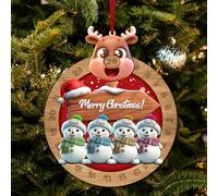 Decorazioni personalizzate con pupazzi di neve con i nomi dei membri della famiglia,2025 addobbi natalizi in legno su misura,Decorazioni natalizie per il conto alla rovescia in famiglia(4 Nome)